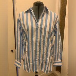 Banana Republic Blue & White Striped Cotton Button-Down Shirt  NWT